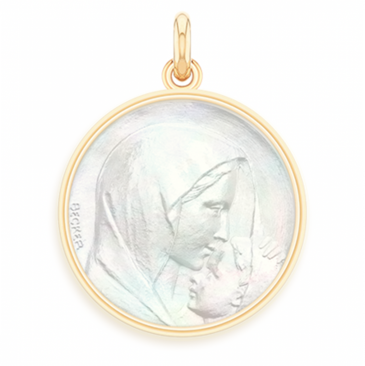 Médaille religieuse en nacre Becker pour une jeune fille Le Baiser