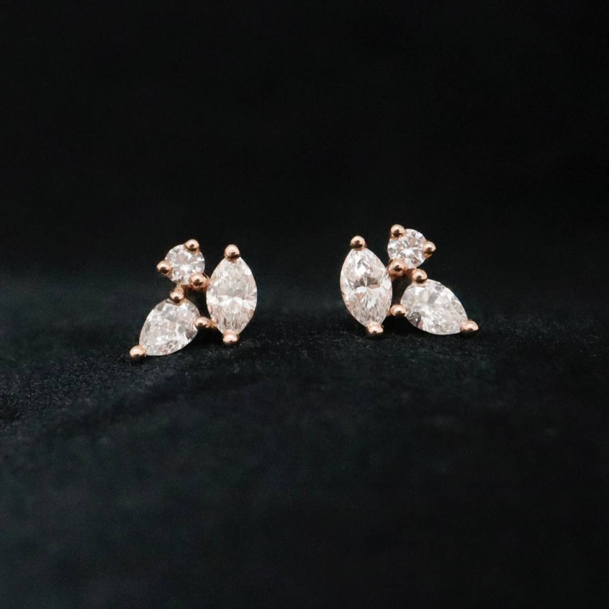 Boucles d'oreilles en or rose 750 millièmes composition diamants personnalisables